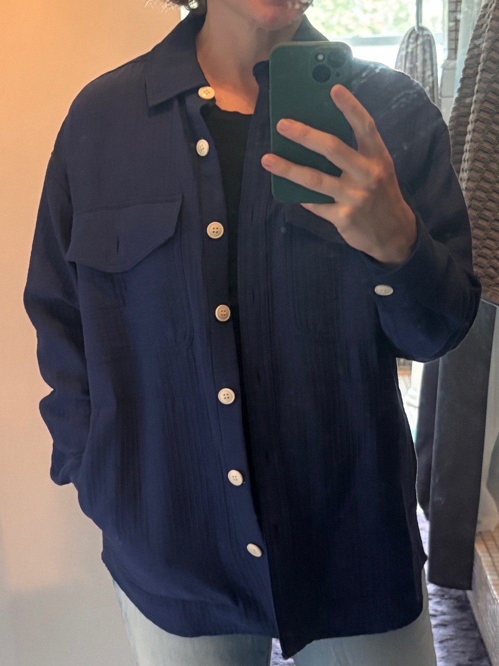 Madewell Navy Button-Front Utility Shirt Jacket